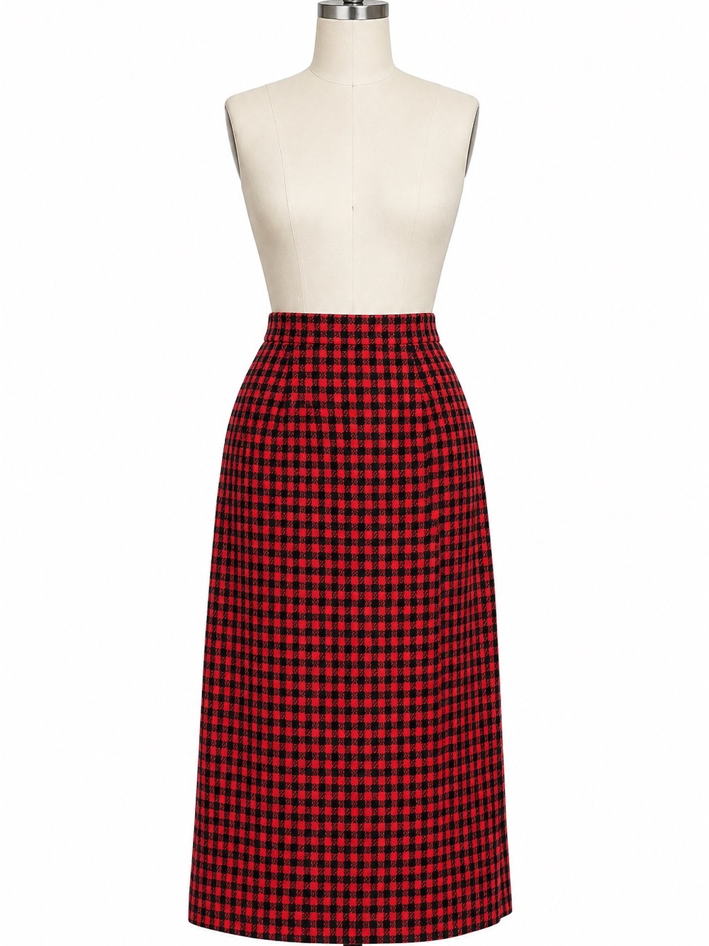 Vintage Red and Black Gingham Midi Skirt
